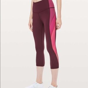 Lululemon Colour Me Ombre Crop 21” Dark Adobe/Blush Berry/ Violet Red
